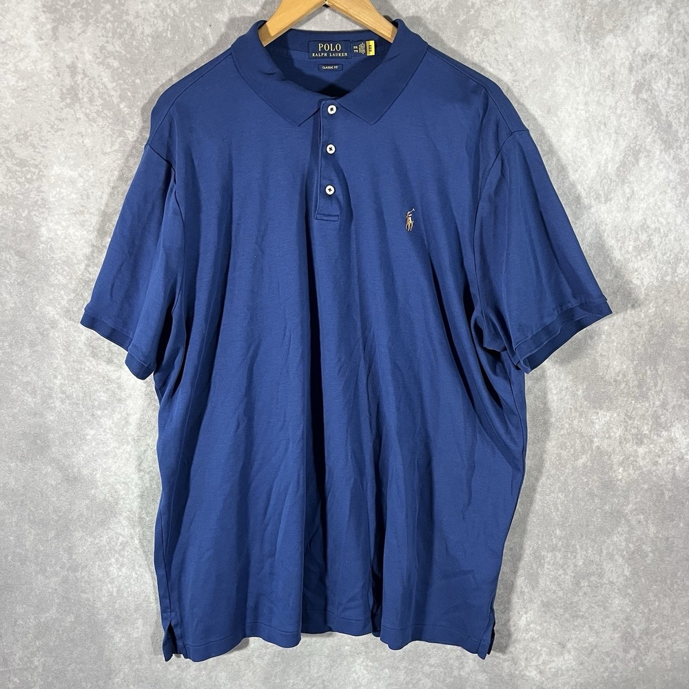Polo Ralph Lauren Polo Shirt Mens XXL Blue Classic Fit Cotton Short Sleeve Pony